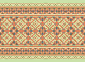 Kreuz Stich traditionell ethnisch Muster Paisley Blume Ikat Hintergrund abstrakt aztekisch afrikanisch indonesisch indisch nahtlos Muster zum Stoff drucken Stoff Kleid Teppich Vorhänge und Sarong vektor