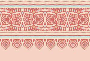 Kreuz Stich traditionell ethnisch Muster Paisley Blume Ikat Hintergrund abstrakt aztekisch afrikanisch indonesisch indisch nahtlos Muster zum Stoff drucken Stoff Kleid Teppich Vorhänge und Sarong vektor