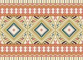 pixel korsa sy traditionell etnisk mönster paisley blomma ikat bakgrund abstrakt aztec afrikansk indonesiska indisk sömlös mönster för tyg skriva ut trasa klänning matta gardiner och sarong vektor