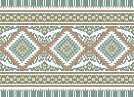 Pixel Kreuz Stich traditionell ethnisch Muster Paisley Blume Ikat Hintergrund abstrakt aztekisch afrikanisch indonesisch indisch nahtlos Muster zum Stoff drucken Stoff Kleid Teppich Vorhänge und Sarong vektor