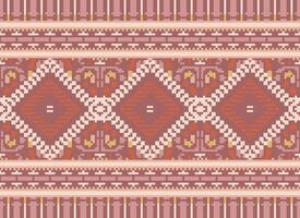 pixel korsa sy traditionell etnisk mönster paisley blomma ikat bakgrund abstrakt aztec afrikansk indonesiska indisk sömlös mönster för tyg skriva ut trasa klänning matta gardiner och sarong vektor