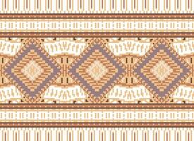 Pixel Kreuz Stich traditionell ethnisch Muster Paisley Blume Ikat Hintergrund abstrakt aztekisch afrikanisch indonesisch indisch nahtlos Muster zum Stoff drucken Stoff Kleid Teppich Vorhänge und Sarong vektor