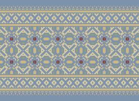 pixel korsa sy traditionell etnisk mönster paisley blomma ikat bakgrund abstrakt aztec afrikansk indonesiska indisk sömlös mönster för tyg skriva ut trasa klänning matta gardiner och sarong vektor