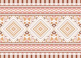 Pixel Kreuz Stich traditionell ethnisch Muster Paisley Blume Ikat Hintergrund abstrakt aztekisch afrikanisch indonesisch indisch nahtlos Muster zum Stoff drucken Stoff Kleid Teppich Vorhänge und Sarong vektor