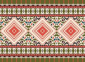 pixel korsa sy traditionell etnisk mönster paisley blomma ikat bakgrund abstrakt aztec afrikansk indonesiska indisk sömlös mönster för tyg skriva ut trasa klänning matta gardiner och sarong vektor