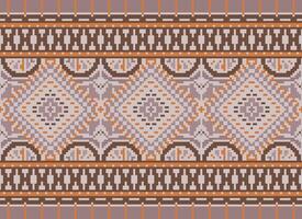 Pixel Kreuz Stich traditionell ethnisch Muster Paisley Blume Ikat Hintergrund abstrakt aztekisch afrikanisch indonesisch indisch nahtlos Muster zum Stoff drucken Stoff Kleid Teppich Vorhänge und Sarong vektor