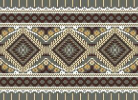 Pixel Kreuz Stich traditionell ethnisch Muster Paisley Blume Ikat Hintergrund abstrakt aztekisch afrikanisch indonesisch indisch nahtlos Muster zum Stoff drucken Stoff Kleid Teppich Vorhänge und Sarong vektor