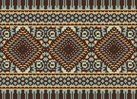 pixel korsa sy traditionell etnisk mönster paisley blomma ikat bakgrund abstrakt aztec afrikansk indonesiska indisk sömlös mönster för tyg skriva ut trasa klänning matta gardiner och sarong vektor