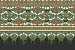 Pixel Kreuz Stich traditionell ethnisch Muster Paisley Blume Ikat Hintergrund abstrakt aztekisch afrikanisch indonesisch indisch nahtlos Muster zum Stoff drucken Stoff Kleid Teppich Vorhänge und Sarong vektor