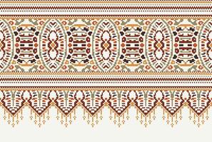 Pixel Kreuz Stich traditionell ethnisch Muster Paisley Blume Ikat Hintergrund abstrakt aztekisch afrikanisch indonesisch indisch nahtlos Muster zum Stoff drucken Stoff Kleid Teppich Vorhänge und Sarong vektor