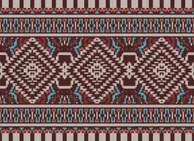 Pixel Kreuz Stich traditionell ethnisch Muster Paisley Blume Ikat Hintergrund abstrakt aztekisch afrikanisch indonesisch indisch nahtlos Muster zum Stoff drucken Stoff Kleid Teppich Vorhänge und Sarong vektor