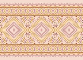 Pixel Kreuz Stich traditionell ethnisch Muster Paisley Blume Ikat Hintergrund abstrakt aztekisch afrikanisch indonesisch indisch nahtlos Muster zum Stoff drucken Stoff Kleid Teppich Vorhänge und Sarong vektor