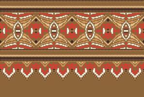 Pixel Kreuz Stich traditionell ethnisch Muster Paisley Blume Ikat Hintergrund abstrakt aztekisch afrikanisch indonesisch indisch nahtlos Muster zum Stoff drucken Stoff Kleid Teppich Vorhänge und Sarong vektor