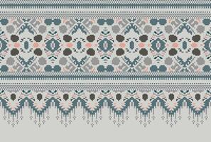 Pixel Kreuz Stich traditionell ethnisch Muster Paisley Blume Ikat Hintergrund abstrakt aztekisch afrikanisch indonesisch indisch nahtlos Muster zum Stoff drucken Stoff Kleid Teppich Vorhänge und Sarong vektor