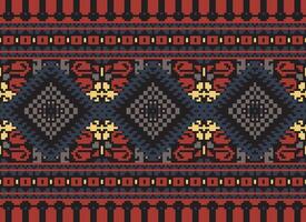 pixel korsa sy traditionell etnisk mönster paisley blomma ikat bakgrund abstrakt aztec afrikansk indonesiska indisk sömlös mönster för tyg skriva ut trasa klänning matta gardiner och sarong vektor