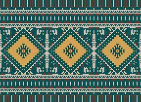 pixel korsa sy traditionell etnisk mönster paisley blomma ikat bakgrund abstrakt aztec afrikansk indonesiska indisk sömlös mönster för tyg skriva ut trasa klänning matta gardiner och sarong vektor