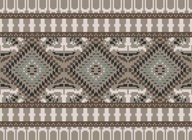 Pixel Kreuz Stich traditionell ethnisch Muster Paisley Blume Ikat Hintergrund abstrakt aztekisch afrikanisch indonesisch indisch nahtlos Muster zum Stoff drucken Stoff Kleid Teppich Vorhänge und Sarong vektor