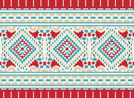 Pixel Kreuz Stich traditionell ethnisch Muster Paisley Blume Ikat Hintergrund abstrakt aztekisch afrikanisch indonesisch indisch nahtlos Muster zum Stoff drucken Stoff Kleid Teppich Vorhänge und Sarong vektor