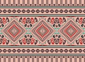 Pixel Kreuz Stich traditionell ethnisch Muster Paisley Blume Ikat Hintergrund abstrakt aztekisch afrikanisch indonesisch indisch nahtlos Muster zum Stoff drucken Stoff Kleid Teppich Vorhänge und Sarong vektor