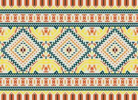 pixel korsa sy traditionell etnisk mönster paisley blomma ikat bakgrund abstrakt aztec afrikansk indonesiska indisk sömlös mönster för tyg skriva ut trasa klänning matta gardiner och sarong vektor