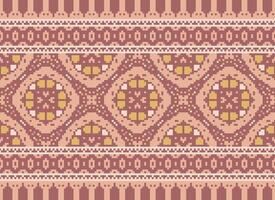 pixel korsa sy traditionell etnisk mönster paisley blomma ikat bakgrund abstrakt aztec afrikansk indonesiska indisk sömlös mönster för tyg skriva ut trasa klänning matta gardiner och sarong vektor