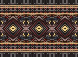 Pixel Kreuz Stich traditionell ethnisch Muster Paisley Blume Ikat Hintergrund abstrakt aztekisch afrikanisch indonesisch indisch nahtlos Muster zum Stoff drucken Stoff Kleid Teppich Vorhänge und Sarong vektor