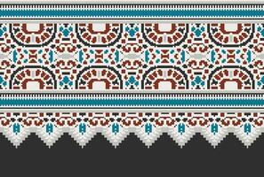 pixel korsa sy mönster med blommig mönster. traditionell korsa sy handarbete. geometrisk etnisk mönster, broderi, textil- ornament, tyg, hand sys mönster, kulturell söm vektor