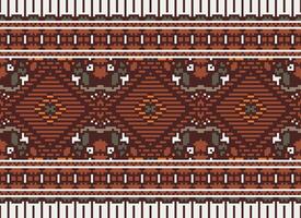 Pixel Kreuz Stich traditionell ethnisch Muster Paisley Blume Ikat Hintergrund abstrakt aztekisch afrikanisch indonesisch indisch nahtlos Muster zum Stoff drucken Stoff Kleid Teppich Vorhänge und Sarong vektor