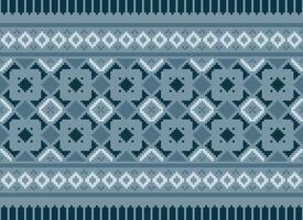 Pixel Kreuz Stich traditionell ethnisch Muster Paisley Blume Ikat Hintergrund abstrakt aztekisch afrikanisch indonesisch indisch nahtlos Muster zum Stoff drucken Stoff Kleid Teppich Vorhänge und Sarong vektor