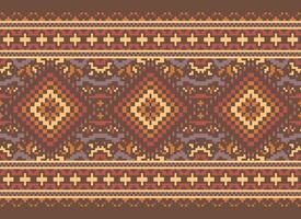 Pixel Kreuz Stich traditionell ethnisch Muster Paisley Blume Ikat Hintergrund abstrakt aztekisch afrikanisch indonesisch indisch nahtlos Muster zum Stoff drucken Stoff Kleid Teppich Vorhänge und Sarong vektor