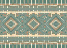 pixel korsa sy traditionell etnisk mönster paisley blomma ikat bakgrund abstrakt aztec afrikansk indonesiska indisk sömlös mönster för tyg skriva ut trasa klänning matta gardiner och sarong vektor