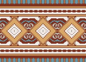 pixel korsa sy traditionell etnisk mönster paisley blomma ikat bakgrund abstrakt aztec afrikansk indonesiska indisk sömlös mönster för tyg skriva ut trasa klänning matta gardiner och sarong vektor