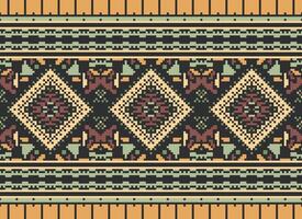 Pixel Kreuz Stich traditionell ethnisch Muster Paisley Blume Ikat Hintergrund abstrakt aztekisch afrikanisch indonesisch indisch nahtlos Muster zum Stoff drucken Stoff Kleid Teppich Vorhänge und Sarong vektor