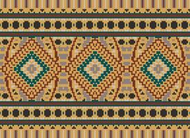 Pixel Kreuz Stich traditionell ethnisch Muster Paisley Blume Ikat Hintergrund abstrakt aztekisch afrikanisch indonesisch indisch nahtlos Muster zum Stoff drucken Stoff Kleid Teppich Vorhänge und Sarong vektor