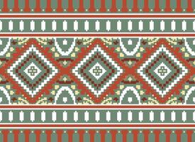 pixel korsa sy traditionell etnisk mönster paisley blomma ikat bakgrund abstrakt aztec afrikansk indonesiska indisk sömlös mönster för tyg skriva ut trasa klänning matta gardiner och sarong vektor