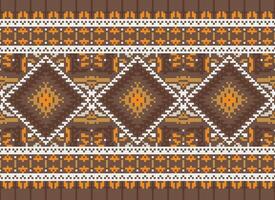 Pixel Kreuz Stich traditionell ethnisch Muster Paisley Blume Ikat Hintergrund abstrakt aztekisch afrikanisch indonesisch indisch nahtlos Muster zum Stoff drucken Stoff Kleid Teppich Vorhänge und Sarong vektor