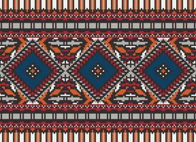 pixel korsa sy traditionell etnisk mönster paisley blomma ikat bakgrund abstrakt aztec afrikansk indonesiska indisk sömlös mönster för tyg skriva ut trasa klänning matta gardiner och sarong vektor