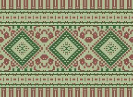 Pixel Kreuz Stich traditionell ethnisch Muster Paisley Blume Ikat Hintergrund abstrakt aztekisch afrikanisch indonesisch indisch nahtlos Muster zum Stoff drucken Stoff Kleid Teppich Vorhänge und Sarong vektor