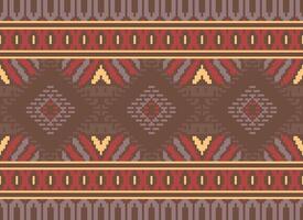 pixel korsa sy traditionell etnisk mönster paisley blomma ikat bakgrund abstrakt aztec afrikansk indonesiska indisk sömlös mönster för tyg skriva ut trasa klänning matta gardiner och sarong vektor