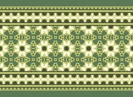 Pixel Kreuz Stich traditionell ethnisch Muster Paisley Blume Ikat Hintergrund abstrakt aztekisch afrikanisch indonesisch indisch nahtlos Muster zum Stoff drucken Stoff Kleid Teppich Vorhänge und Sarong vektor