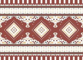 Pixel Kreuz Stich traditionell ethnisch Muster Paisley Blume Ikat Hintergrund abstrakt aztekisch afrikanisch indonesisch indisch nahtlos Muster zum Stoff drucken Stoff Kleid Teppich Vorhänge und Sarong vektor