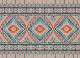 pixel korsa sy traditionell etnisk mönster paisley blomma ikat bakgrund abstrakt aztec afrikansk indonesiska indisk sömlös mönster för tyg skriva ut trasa klänning matta gardiner och sarong vektor