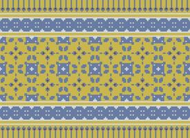 Pixel Kreuz Stich traditionell ethnisch Muster Paisley Blume Ikat Hintergrund abstrakt aztekisch afrikanisch indonesisch indisch nahtlos Muster zum Stoff drucken Stoff Kleid Teppich Vorhänge und Sarong vektor