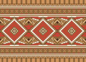 pixel korsa sy traditionell etnisk mönster paisley blomma ikat bakgrund abstrakt aztec afrikansk indonesiska indisk sömlös mönster för tyg skriva ut trasa klänning matta gardiner och sarong vektor