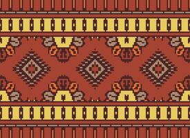 pixel korsa sy traditionell etnisk mönster paisley blomma ikat bakgrund abstrakt aztec afrikansk indonesiska indisk sömlös mönster för tyg skriva ut trasa klänning matta gardiner och sarong vektor