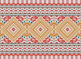 pixel korsa sy traditionell etnisk mönster paisley blomma ikat bakgrund abstrakt aztec afrikansk indonesiska indisk sömlös mönster för tyg skriva ut trasa klänning matta gardiner och sarong vektor