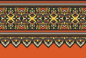 Kreuz Stich traditionell ethnisch Muster Paisley Blume Ikat Hintergrund abstrakt aztekisch afrikanisch indonesisch indisch nahtlos Muster zum Stoff drucken Stoff Kleid Teppich Vorhänge und Sarong vektor