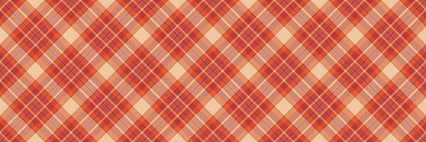 60s pläd mönster bakgrund, attrapp sömlös kolla upp tartan. stolt vektor textur tyg textil- i orange och röd färger.