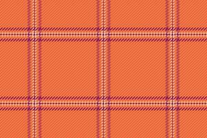 ny york pläd tartan textur, unik kolla upp tyg bakgrund. tom textil- sömlös vektor mönster i orange och rosa färger.