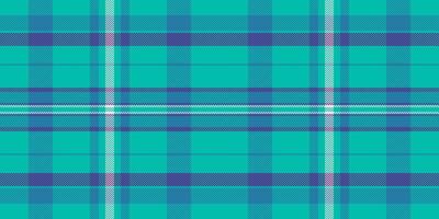 Symmetrie Stoff prüfen Textil, formal Tartan Vektor Muster. Mantel nahtlos Textur Plaid Hintergrund im blaugrün und cyan Farben.